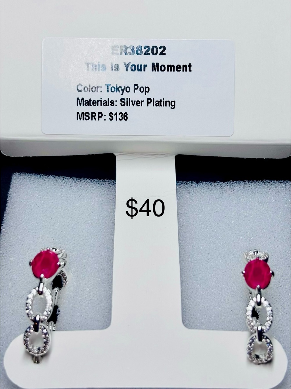 'Your Moment' Silver-Plated Tokyo Pop Pink Drop Earrings